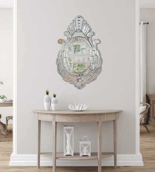 Venetian Style Royal Peacock Mirror 36" Room Scene