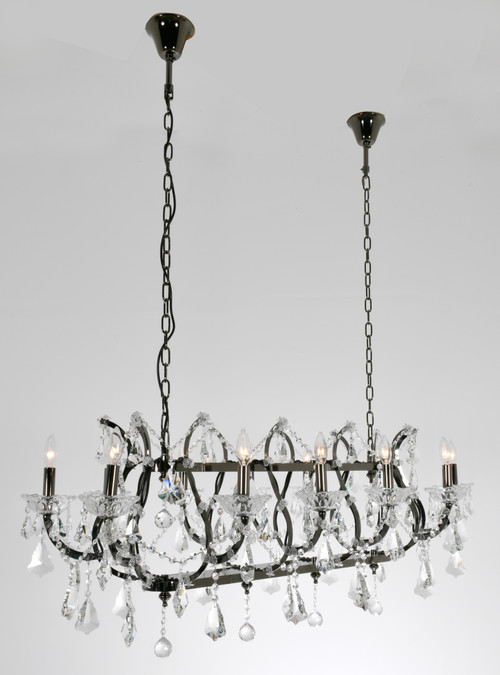 Barcelona Smoked Stainless and Crystal Chandelier Close Up Image