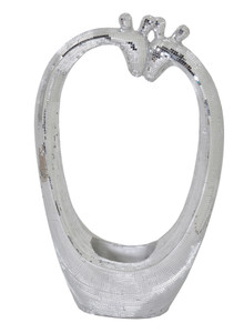 Mosaic Mirror Silver Abstract Two loving Giraffes
