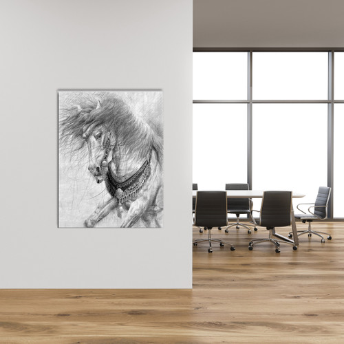Horse BW Room Scene
