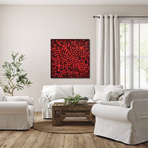 Abstract Red Mosaic Room Scene