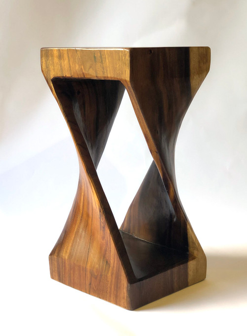 Millennium Suar Twisted Wood Stool Table 22 To 24H In Room Scene