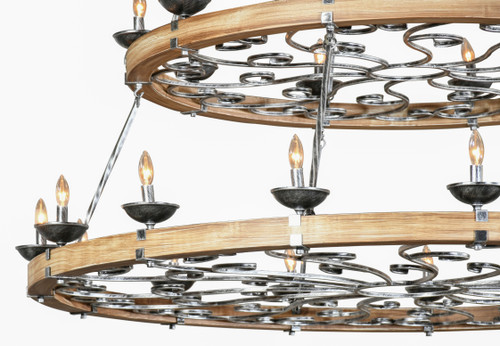 Three Tier Ridge Line 75" Chandelier Close Up Image
