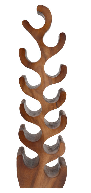 Suar Wood 12 Bottle Wine Holder Natural Finishing Close Up Image