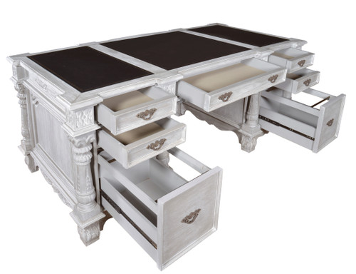 Mystique Gray Mahogany Monarch Executive Desk Close Up Image