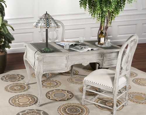 Mystique Gray Large Mahogany Writing Desk Room Scene