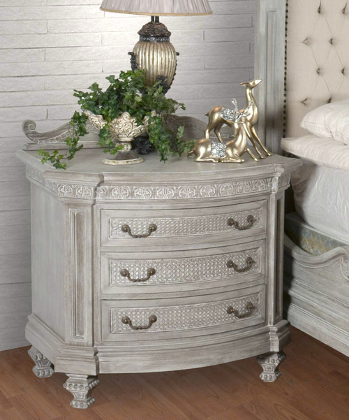 Mystique Gray Nightstand Room Scene
