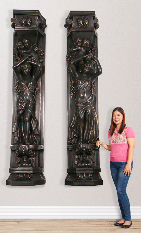 Imperial Bronze Lady Pilaster Set of 2 Room Scene