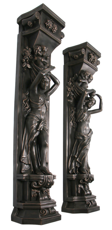 Imperial Bronze Lady Pilaster Set of 2 Close Up Image