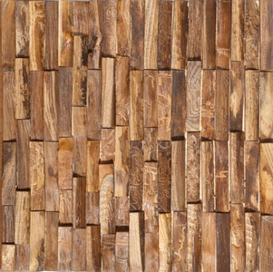 Reclaimed Teak Rustic Mosaic Wall Panel