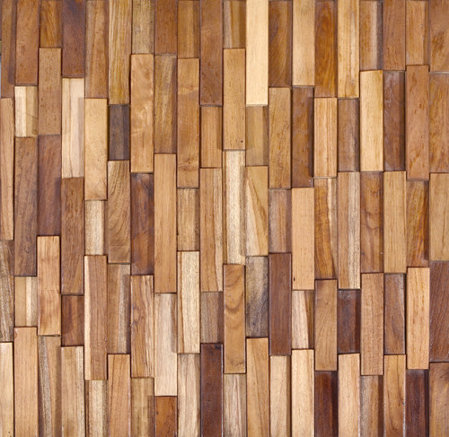 Reclaimed Teak Rectangular Mosaic Wall Panel