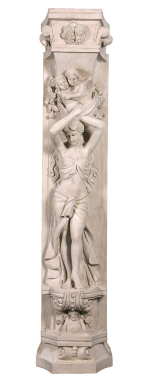 Roman Girl Pilaster Stone Cast Room Scene
