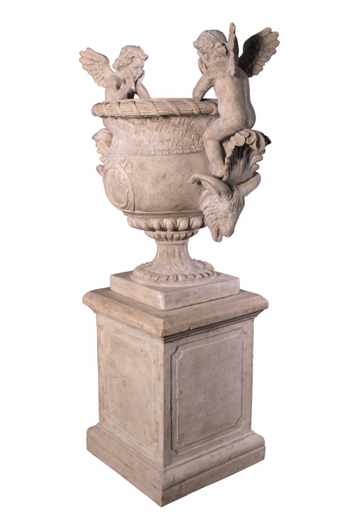 Angels Urn On Base  Stone Cast Room Scene