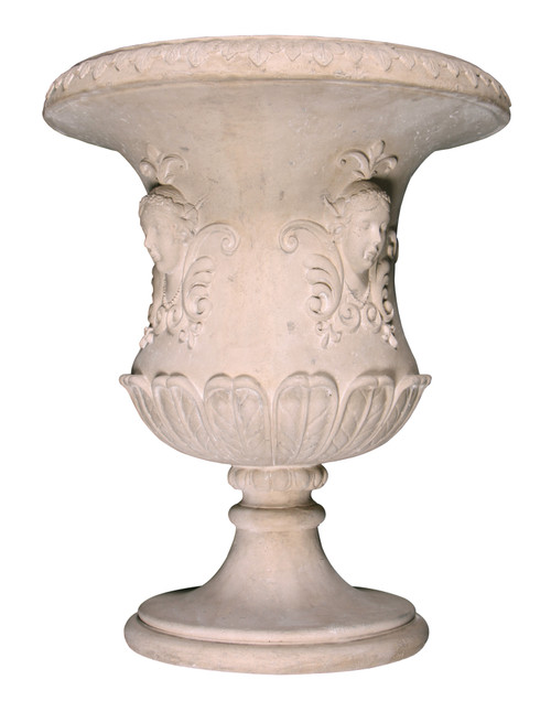 Classic Lady Mask Urn Stone Cast Room Scene