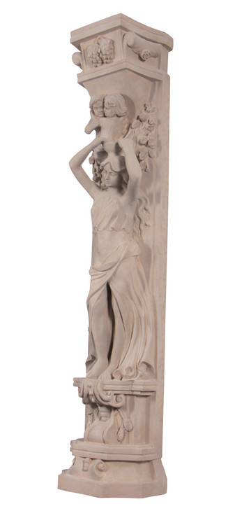 Roman Girl With Bowl Pilaster Stone Cast Room Scene