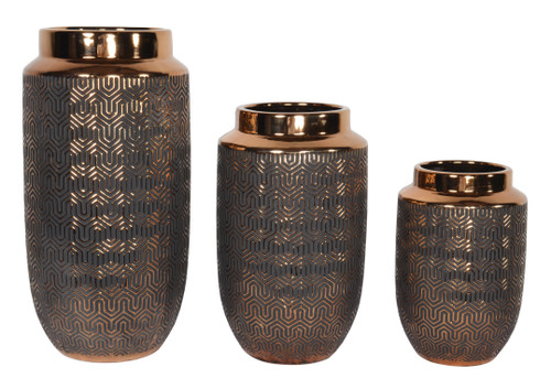 Set of 3 Copper illusion Vases Room Scene