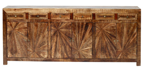 Mango Wood Solid Parquet Large Sideboard 97 Inches Room Scene