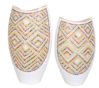 White Crystal Rainbow Vases Set of 2