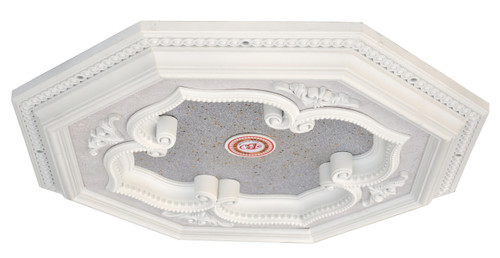 White and Silver Four Leaf Clover Octagon Chandelier Ceiling Medallion 24in Close Up Image