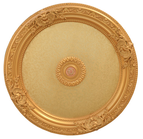 Golden Round Chandelier Ceiling Medallion 36in Room Scene