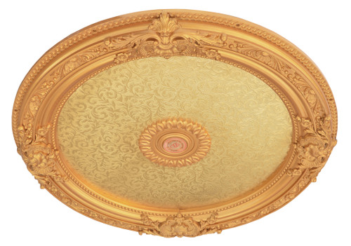 Golden Round Chandelier Ceiling Medallion 36in Close Up Image