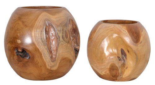 Mountain Studios Teak Organic Vase Set of 2 Room Scene