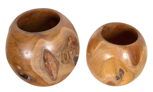 Mountain Studios Teak Organic Vase Set of 2 Close Up Image