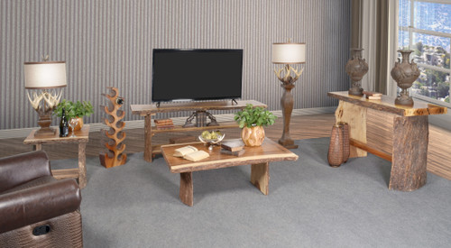 Bark TV Console Two Shelves Room Scene