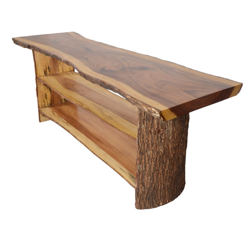 Bark TV Console Two Shelves Close Up Image