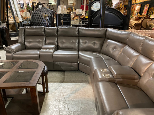 Grey Elephant Sectional With Console (KIT) Close Up Image