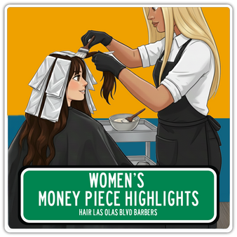 Women's Money Piece Face Frame Hair Color Highlights - Hair Las Olas Blvd Barbers