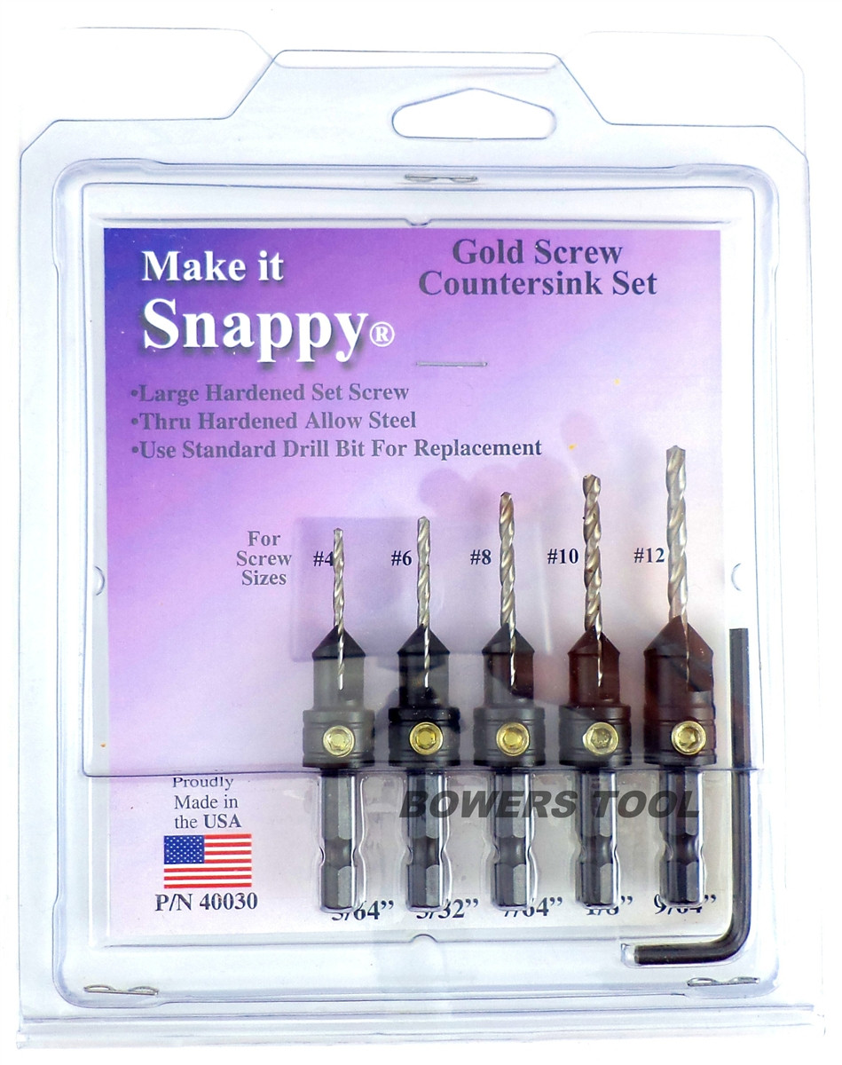 Snappy 5pc Gold Screw Countersink Drill Bit Set 5/64 - 9-64
