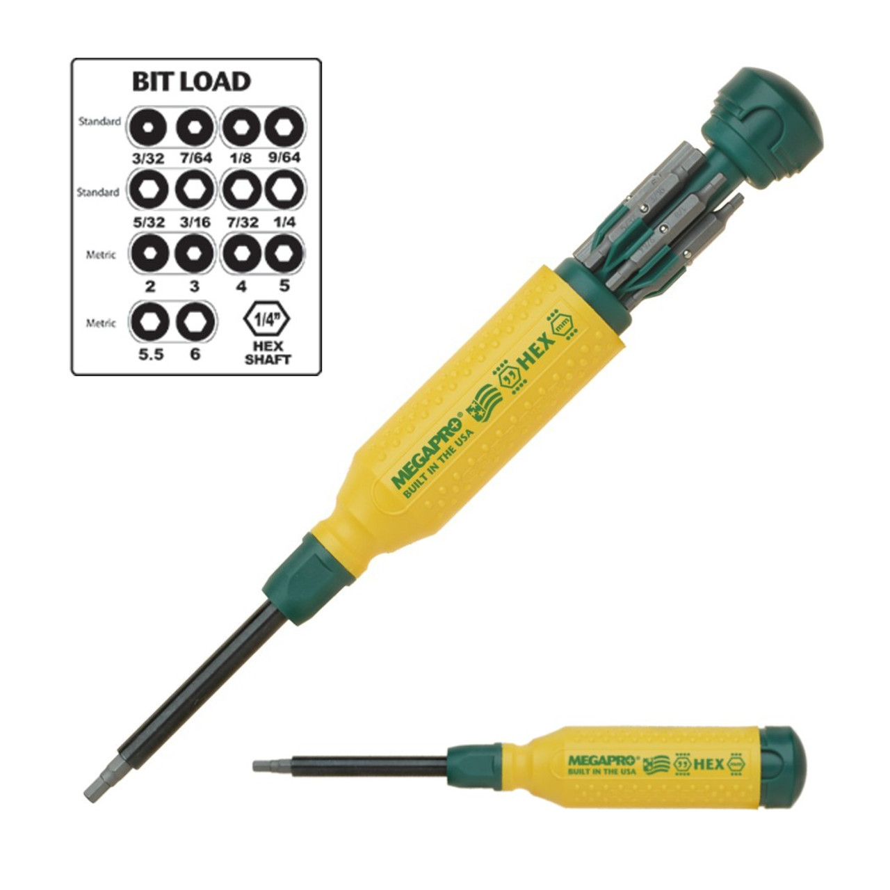 Megapro Hex 15 in 1 Milti Bit Screwdriver 2-6mm Metric 3/32-1/4 in