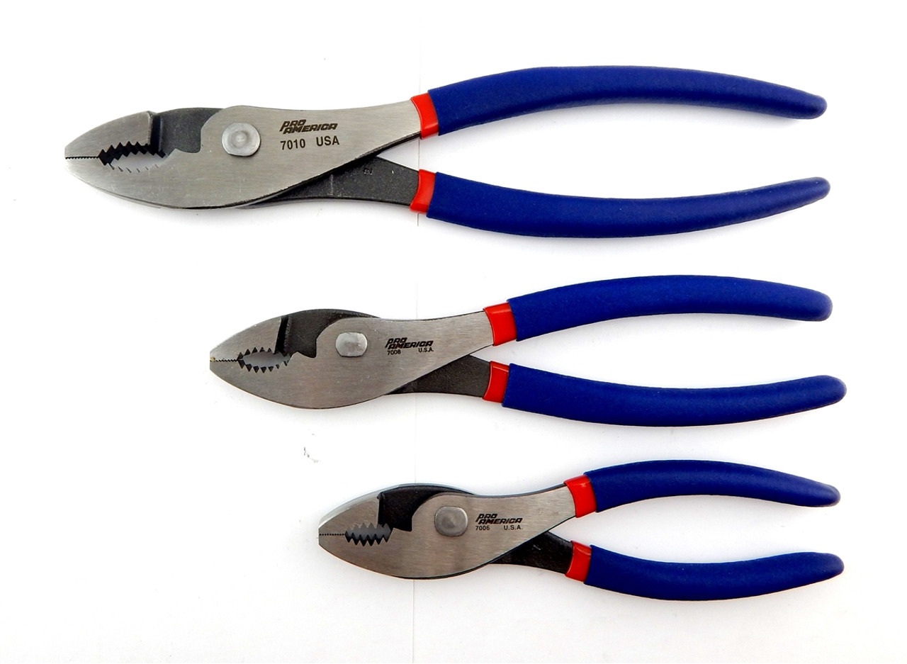 Pro America 6 8 and 10 in. Combination Slip Joint Plier Set MADE IN USA