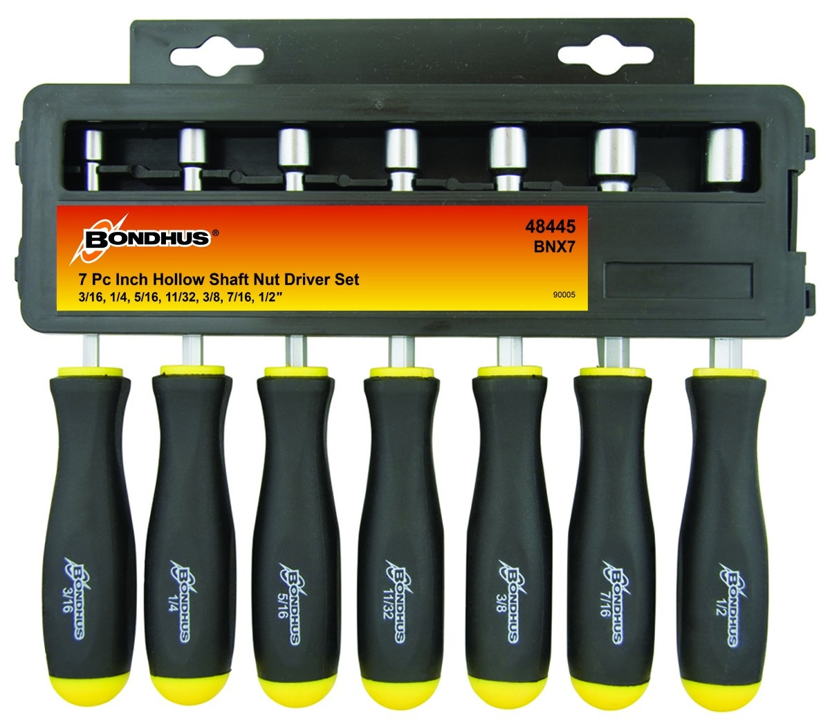 Bondhus 38411 Hohlwellen-Nuss 7/32 Zoll – 7,6 Cm Lang, Mit Farbcodiertem Rutschfestem Griff