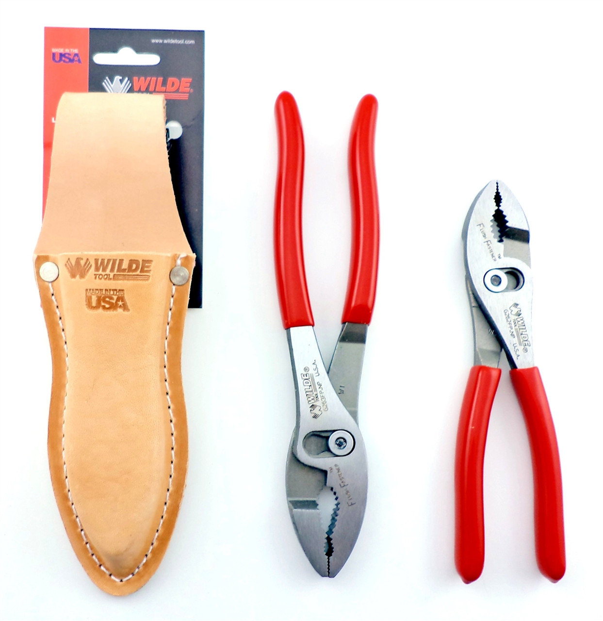 Wilde Tool Professional Slip Joint Pliers & Leather Pouch 8 & 6-1/2