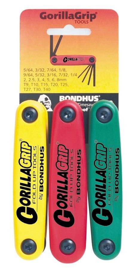 Bondhus Gorilla Grip 3pc Hex Torx Star Fold Up Wrench Set Metric