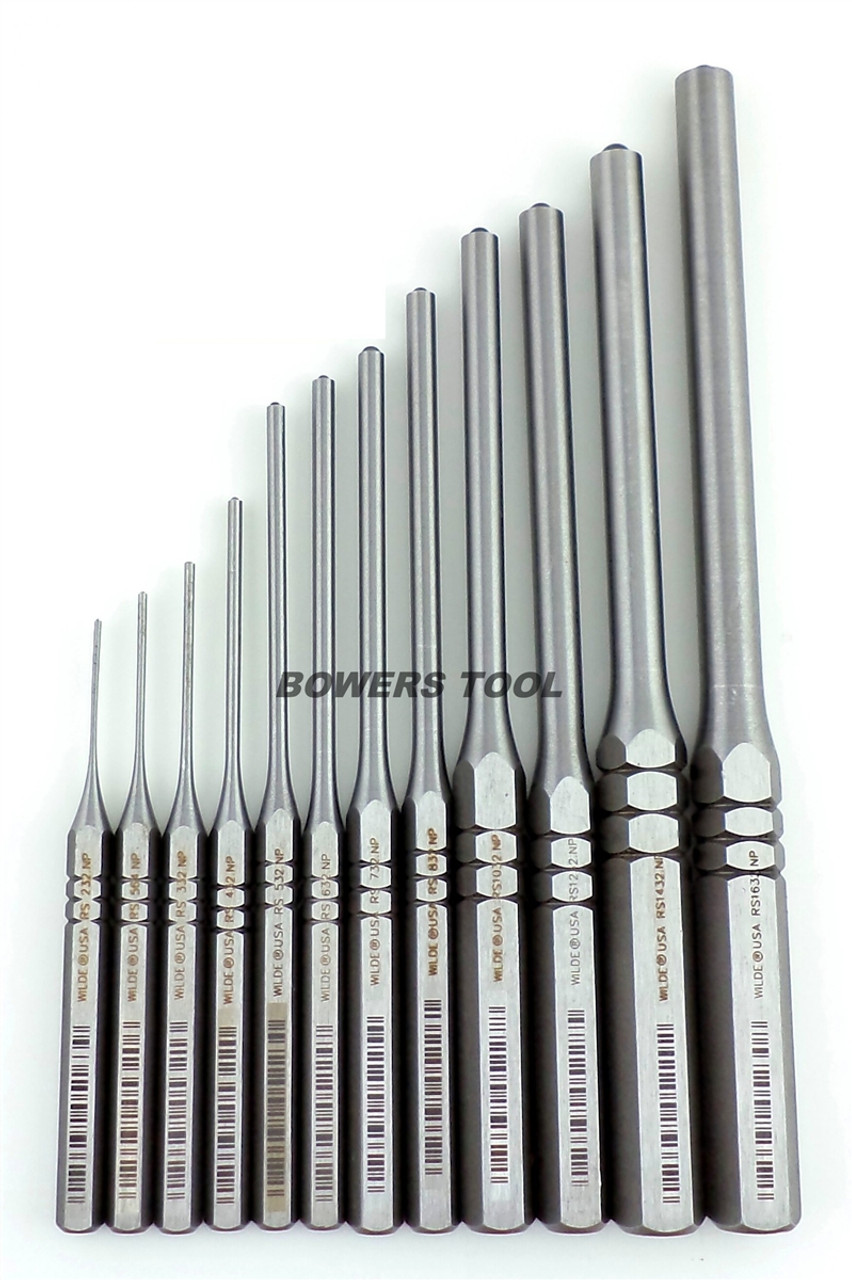 Wilde Tool 12pc Roll Pin Spring Punch Set Made in USA w Case