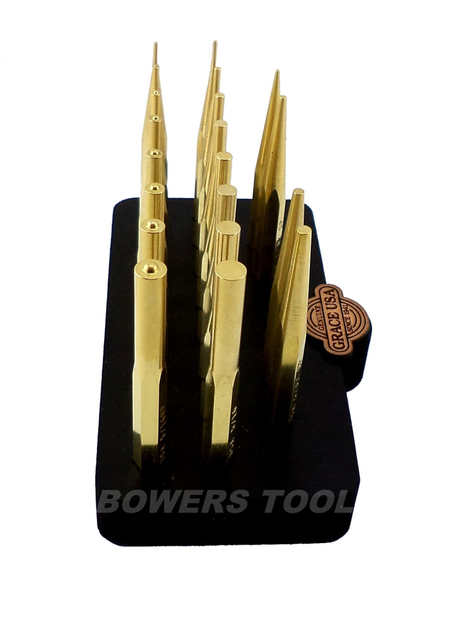 Grace Tools - 27 pc Gunsmith Steel & Brass Roll Pin Spring Punch Set with  Bench Block