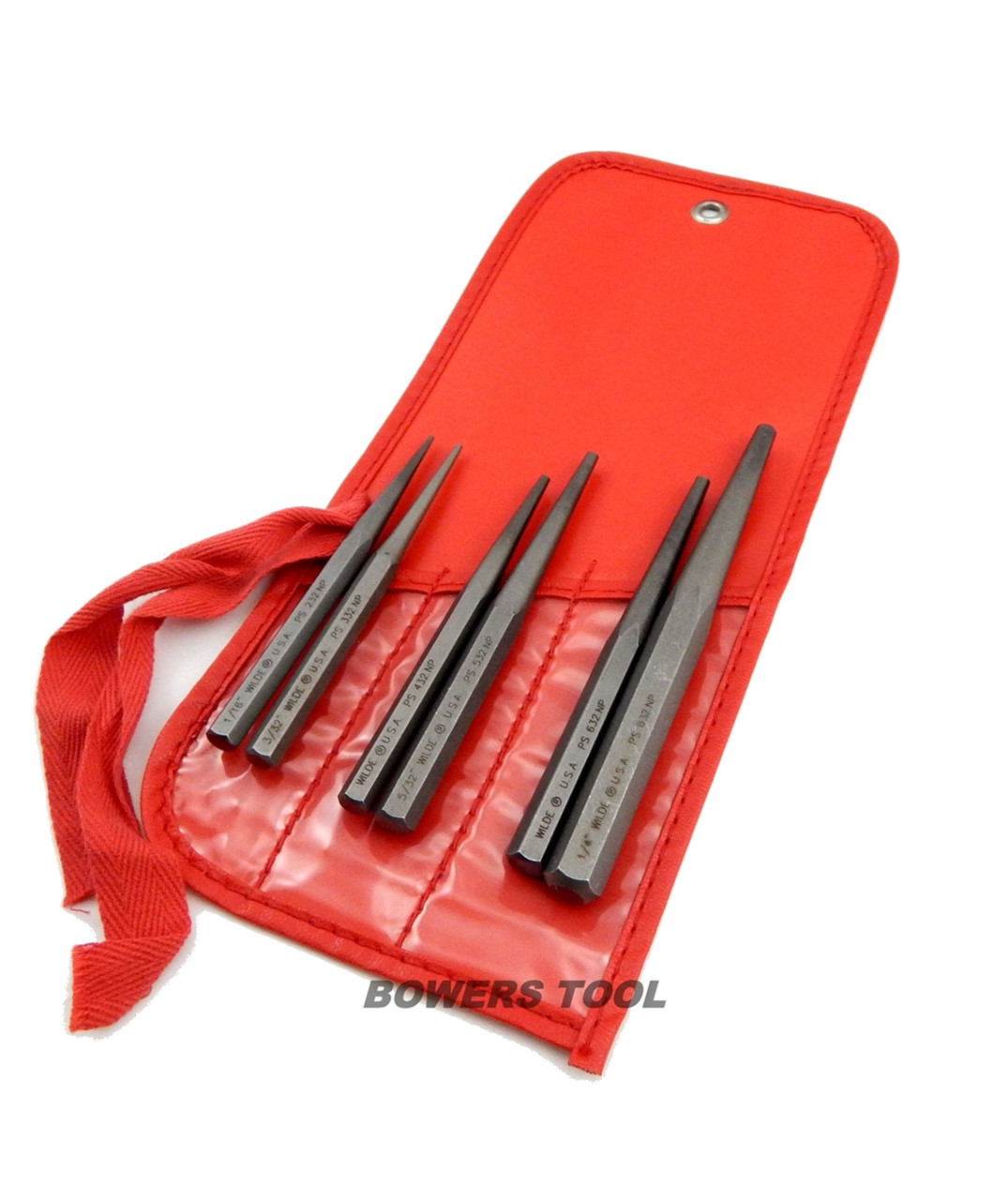 Wilde Tool 6pc Tapered Solid Drift Pin Punch Set 1/16 - 1/4in MADE IN USA