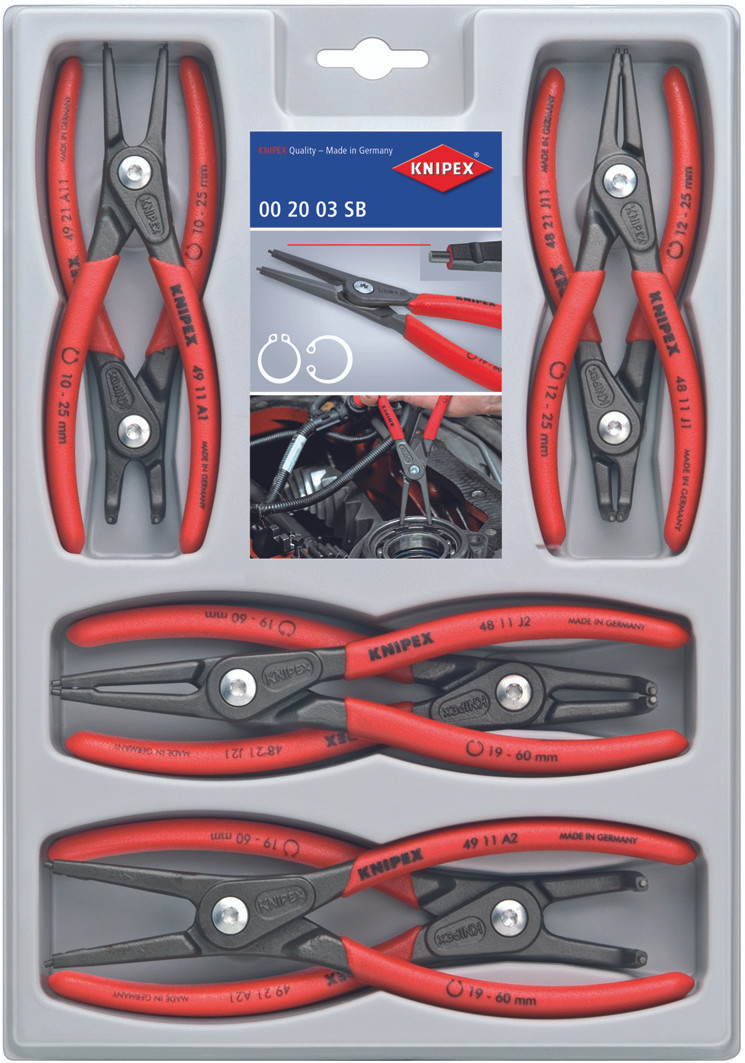 Knipex 8pc Snap Ring Plier Set Internal External Circlip 90 Right