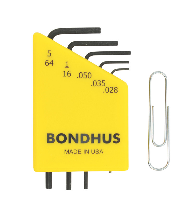 Bondhus 35393 L-Schlüssel Set 5-tlg. – Innensechskant In Zoll, Größen .028" Bis 5/64", Farbkodierte Aufbewahrung
