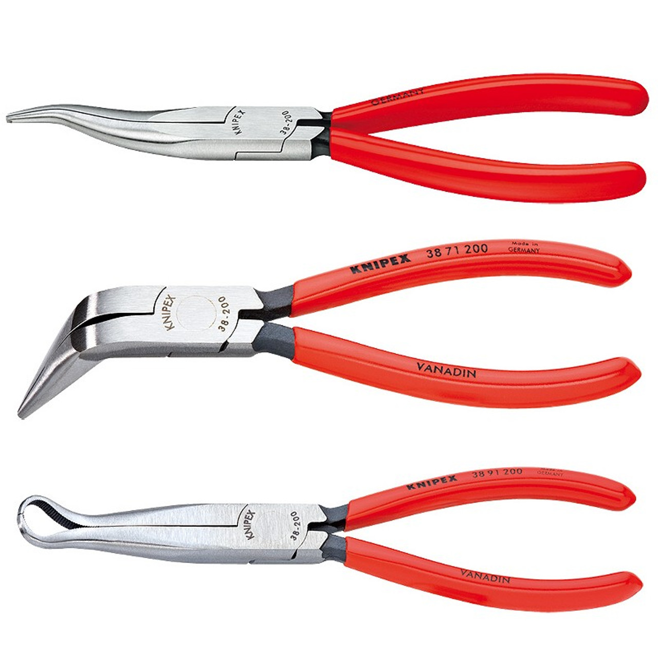 Knipex 6-1/4 Thin Needle Nose Pliers 45 Angled Curved 3/32 Tapered Tip  3121160