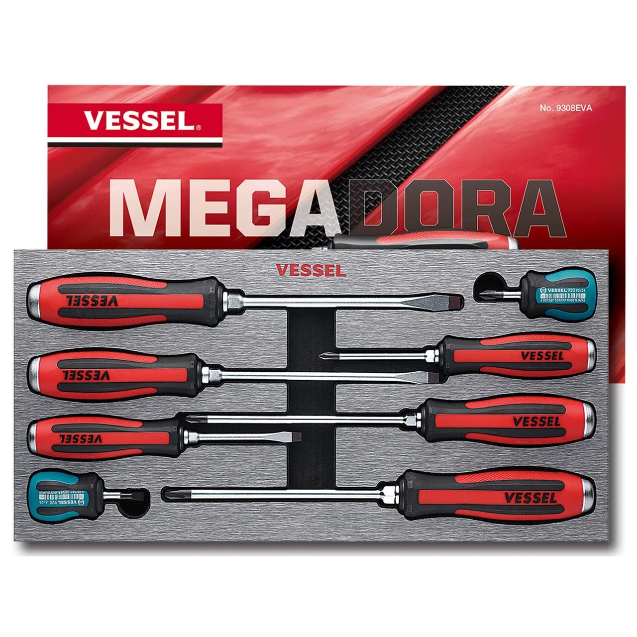 Vessel 8pc Tang-Thru Screwdriver Set Phillips Slotted Flat