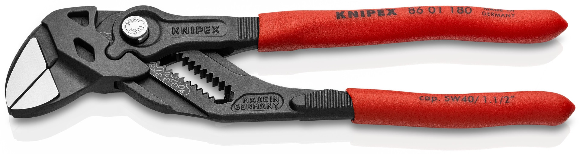 Knipex 7" Pliers Wrench 8601180 Adjustable Hybrid Wrench with Black