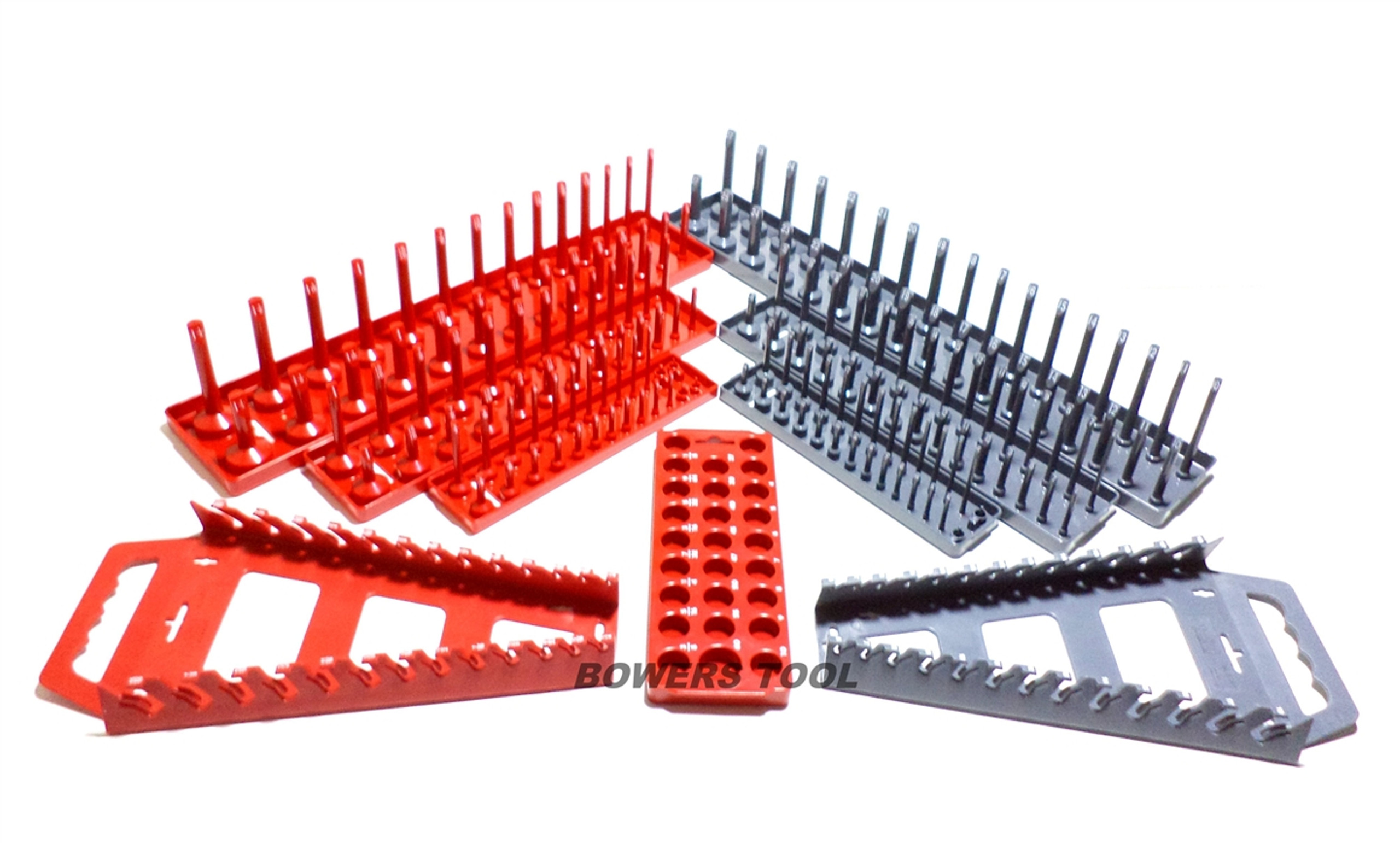 Hansen 9pc Socket Wrench Organizer Tray Rack Set Metric SAE USA