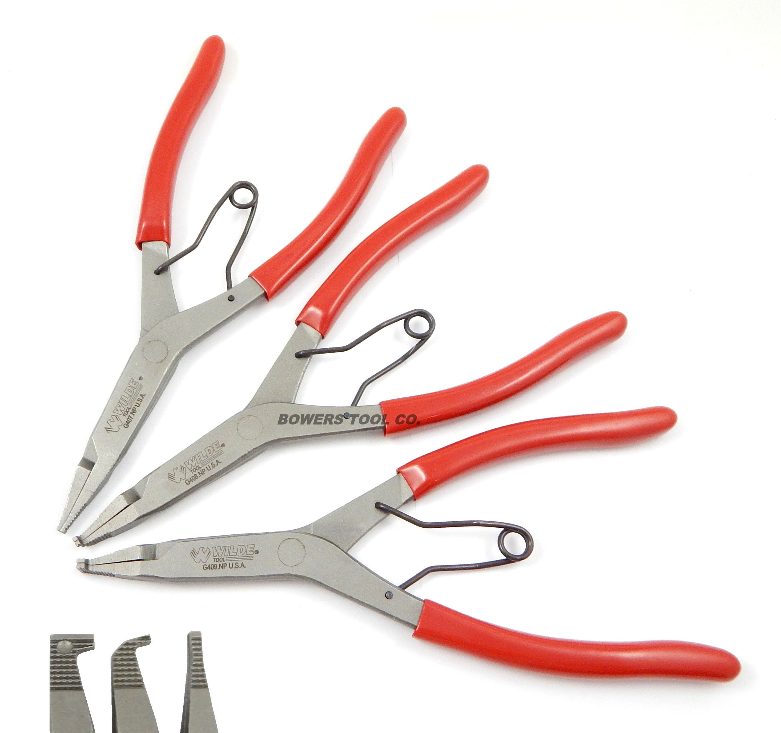 Wilde Lock Ring Plier Set 3pc Straight Right Angle Thin Bent Curved 9