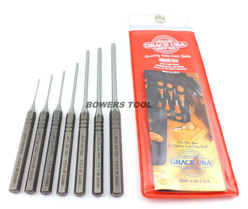 Grace 7pc Steel Roll Pin Punch Set with Pouch Made in USA