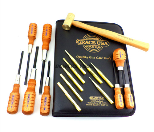 Grace USA 17pc Gunsmith Set Screwdrivers Brass Punches & Hammer Gun Care GCT-17