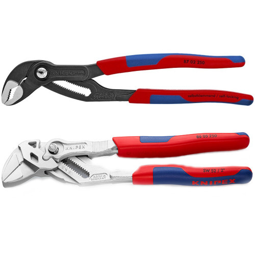 Knipex 10" Cobra & Adjustable Pliers Wrench Set w Comfort Grip Handles